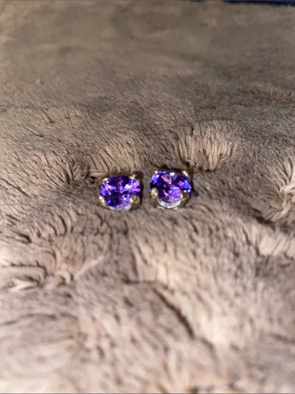 Purple Crystal Stud Earrings Missing Earring Backs